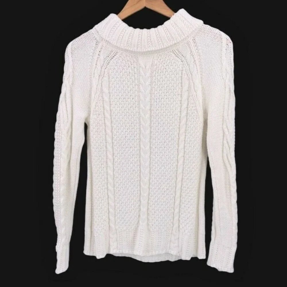 The Reeds x J. Crew white cable knit turtleneck sweater, Medium - Picture 6 of 9